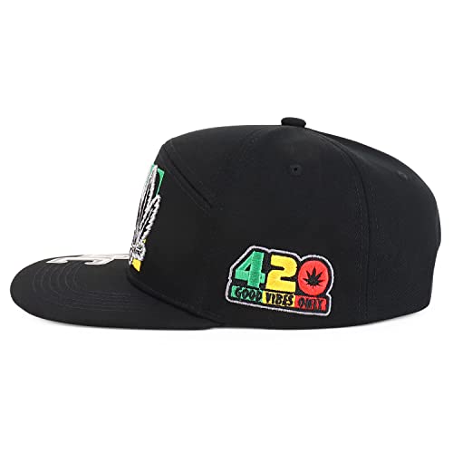 Trendy Apparel Shop 420 Good Vibes Only Embroidered Flatbill Snapback Cap