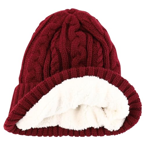 Trendy Apparel Shop Stretch Thick Warm Cable Knit Sherpa Lined Beanie