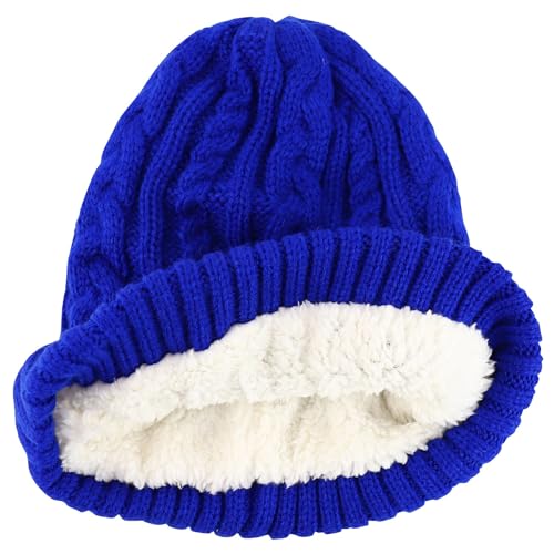 Trendy Apparel Shop Stretch Thick Warm Cable Knit Sherpa Lined Beanie