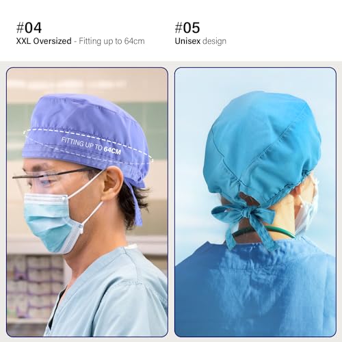 Trendy Apparel Shop XXL Oversized Working Scrub Cap with Sweatband and Elastic Tie Back