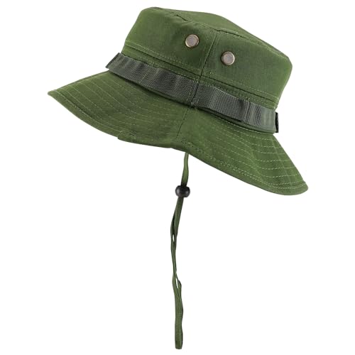 Trendy Apparel Shop Outdoor Cotton Boonie Bucket Hat with Chin String