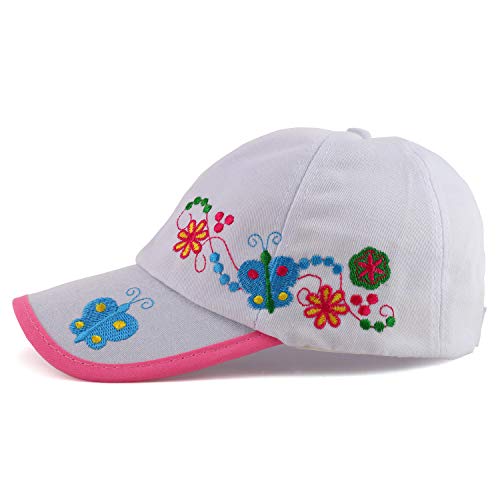 Trendy Apparel Shop Youth Size Girl's Butterfly Flower Embroidery Baseball Cap