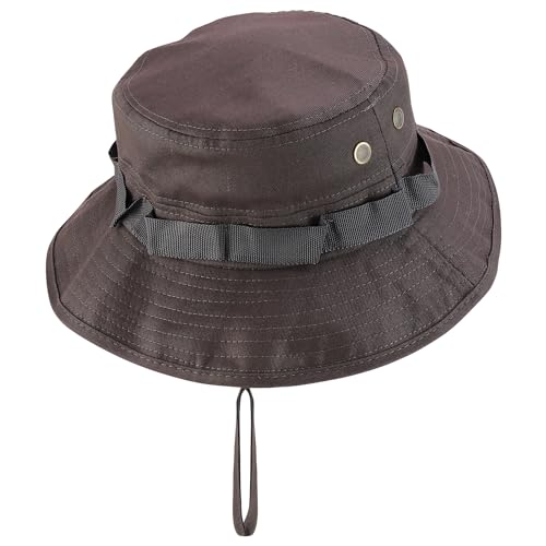 Trendy Apparel Shop Outdoor Cotton Boonie Bucket Hat with Chin String