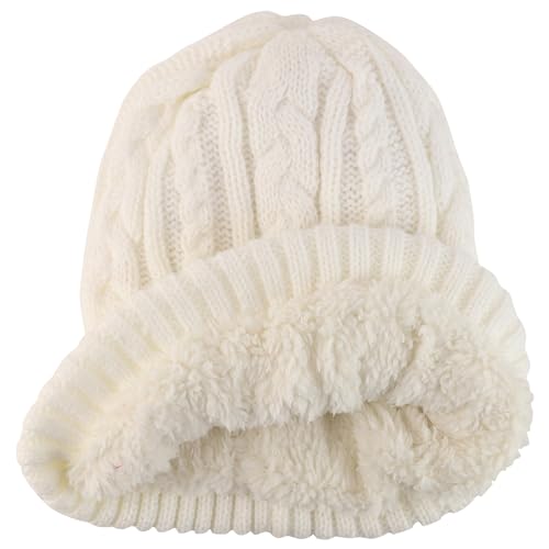 Trendy Apparel Shop Stretch Thick Warm Cable Knit Sherpa Lined Beanie