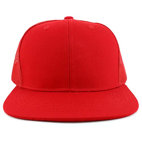 Trendy Apparel Shop Oversize 2XL Blank Plain Flatbill Mesh Snapback Baseball Cap