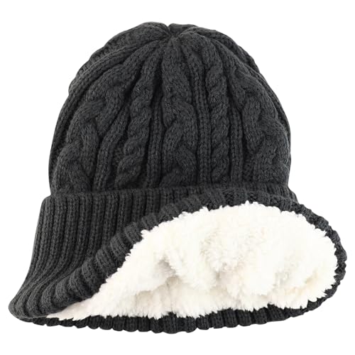 Trendy Apparel Shop Stretch Thick Warm Cable Knit Sherpa Lined Beanie