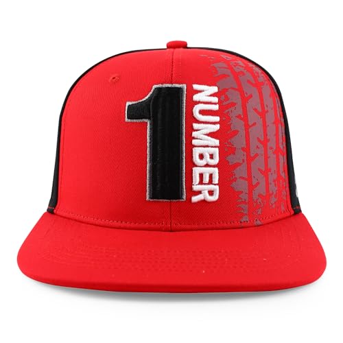 Trendy Apparel Shop 6 Panel Number 1 Rading 3D Embroidered Flat Bill Snapback Cap