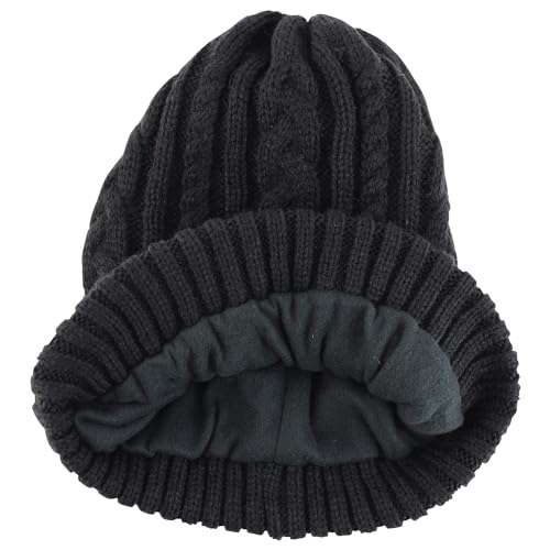 Trendy Apparel Shop Stretch Thick Warm Cable Knit Sherpa Lined Beanie