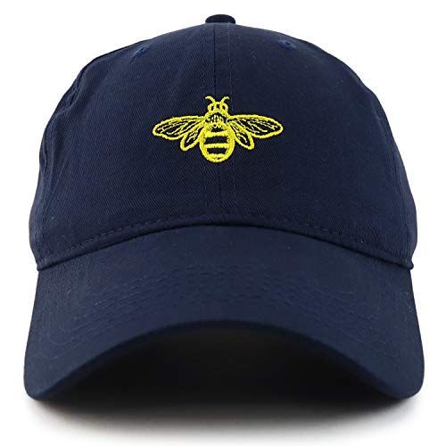 Trendy Apparel Shop Bee Embroidered Brushed Cotton Dad Hat Cap