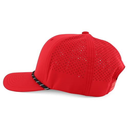 Trendy Apparel Shop 6 Panel Mid Profile Hybrid Perforated Cap with Rope