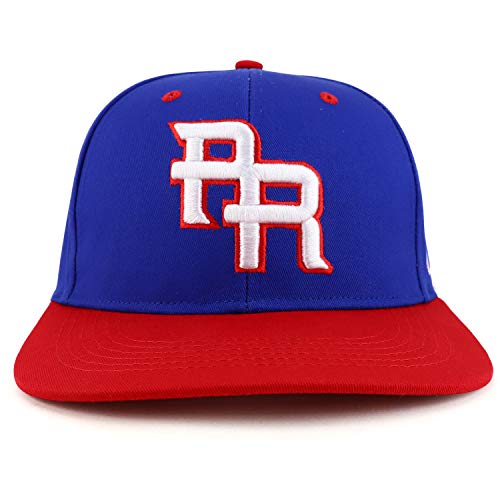 Trendy Apparel Shop PR 3D Embroidered Flatbill Snapback Cap with Puerto Rico Flag