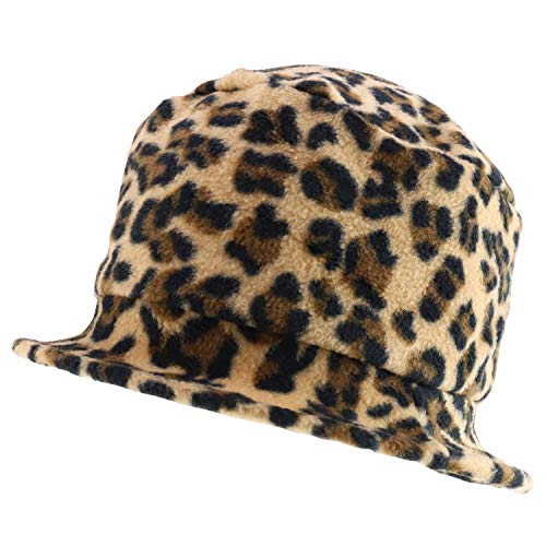 Trendy Apparel Shop Women's Cheetah Designed Polar Fleece Flower Bucket Hat