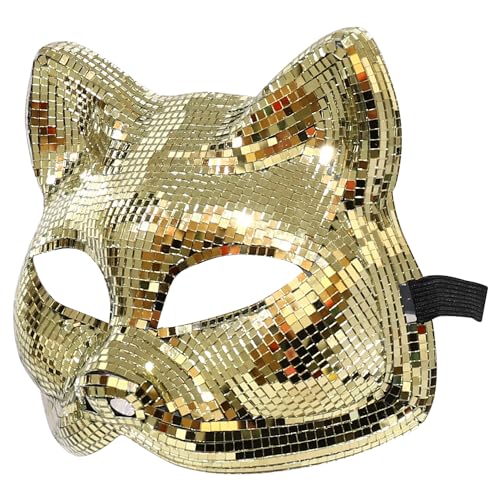 Trendy Apaprel Shop Women's Disco Mirror Glass Cat Half Mask Costume Accessory