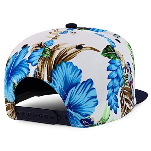 Trendy Apparel Shop Tropical Flower Hibiscus Print Flat Bill Snapback Hat