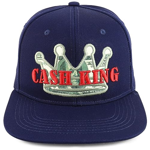 Trendy Apparel Shop 3D Crown Cash King Embroidered 6 Panel Flatbill Snapback Cap