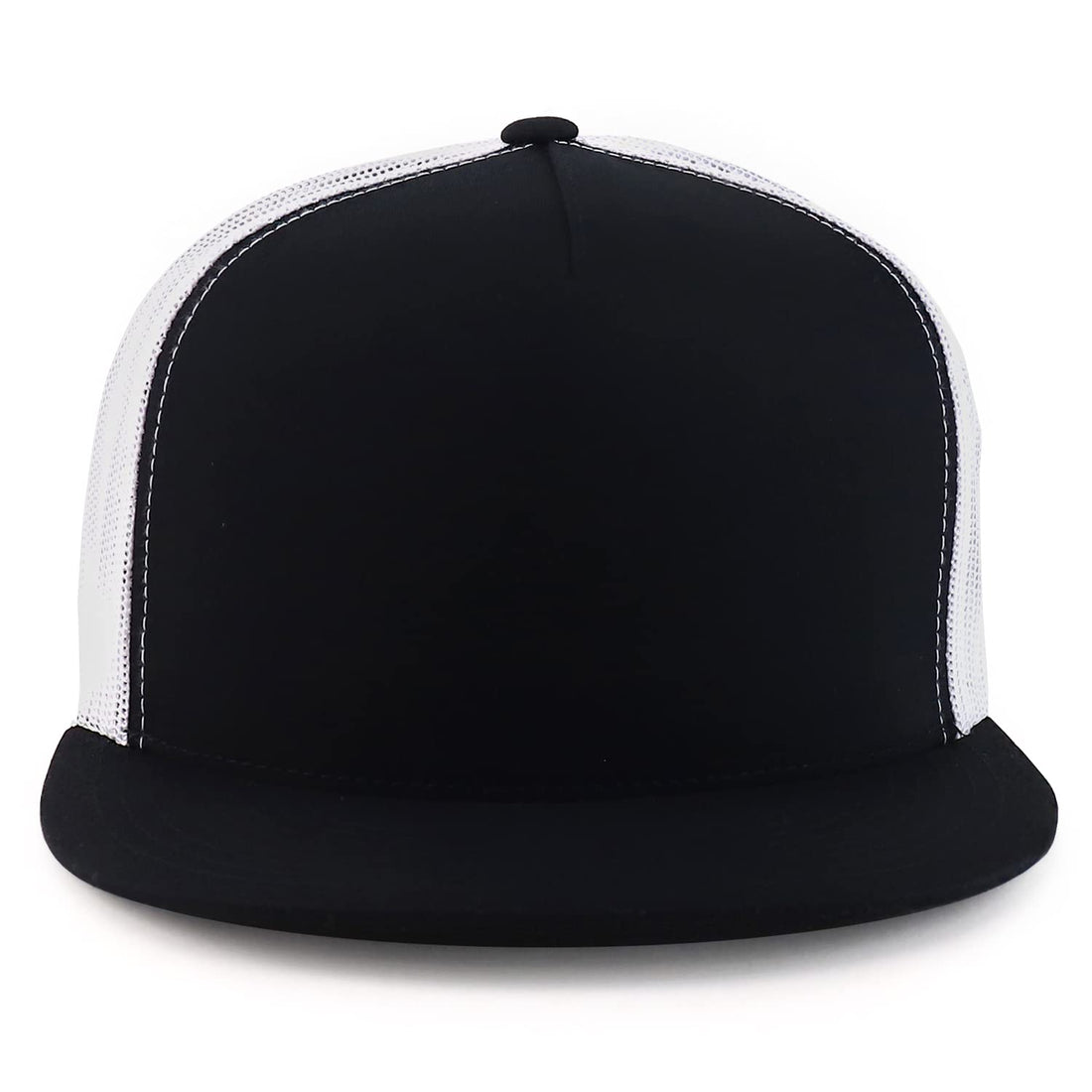 Trendy Apparel Shop Flexfit Oversize XXL Structured Blank 5 Panel Flatbill Snapback Mesh Cap