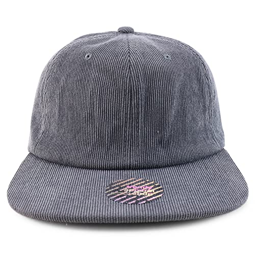 Trendy Apparel Shop Oversized XXL Unstructured Corduroy Flatbill Strapback Baseball Cap