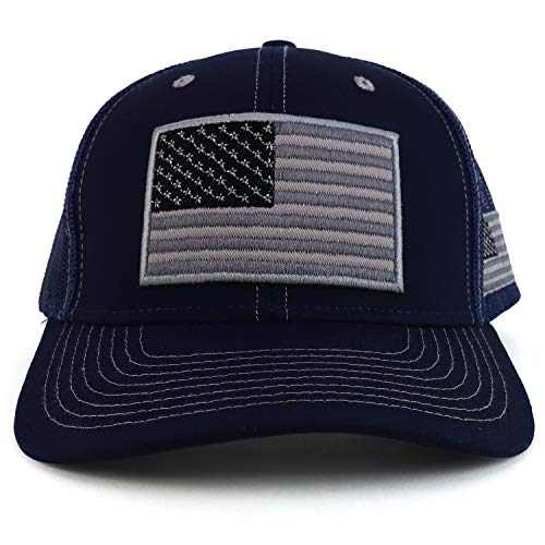 Trendy Apparel Shop 3D USA Flag Embroidered Structured Snapback Mesh Back Cap