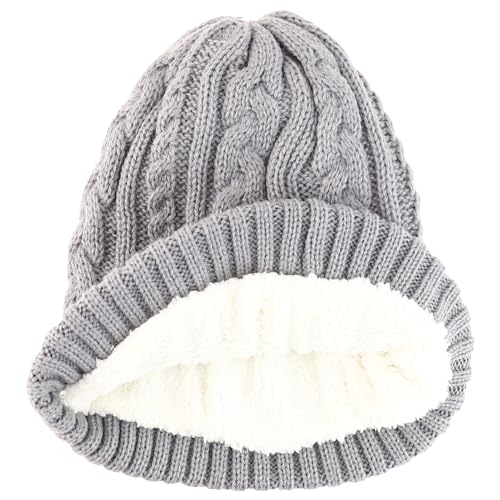 Trendy Apparel Shop Stretch Thick Warm Cable Knit Sherpa Lined Beanie