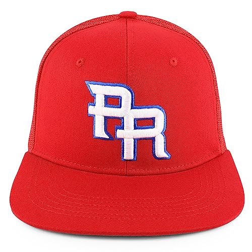 Trendy Apparel Shop PR 3D Embroidered Snapback Trucker Cap with Puerto Rico Flag