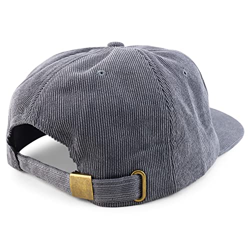 Trendy Apparel Shop Oversized XXL Unstructured Corduroy Flatbill Strapback Baseball Cap