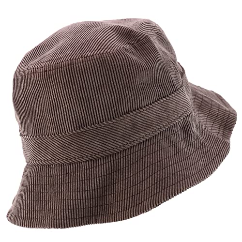 Trendy Apparel Shop Winter Warm Plain Down Brim Corduroy Bucket Hat