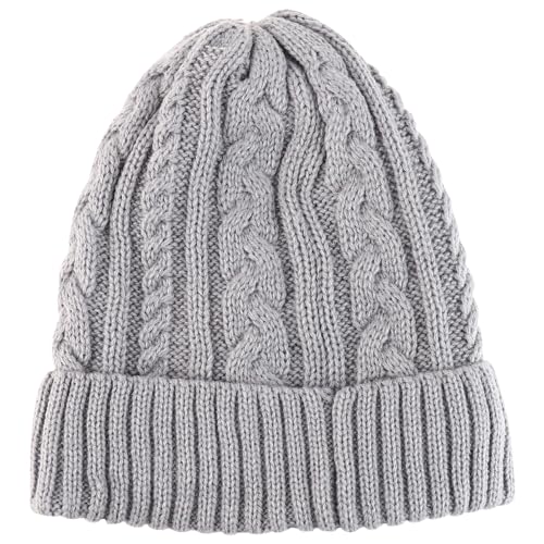 Trendy Apparel Shop Stretch Thick Warm Cable Knit Sherpa Lined Beanie