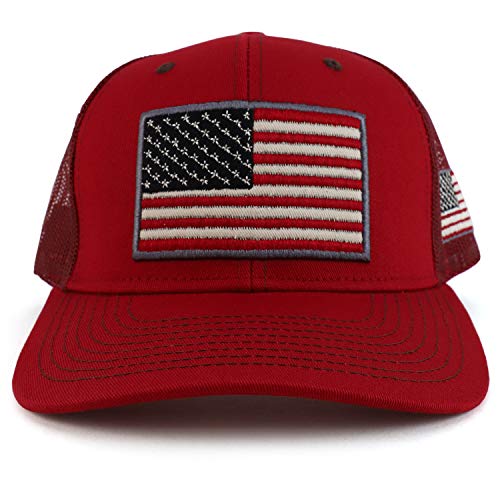 Trendy Apparel Shop 3D USA Flag Embroidered Structured Snapback Mesh Back Cap