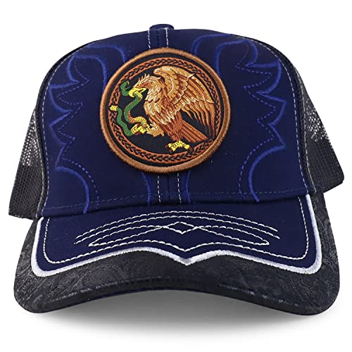 Trendy Apparel Shop 3D Mexico Eagle Embroidered Trucker Mesh Baseball Cap