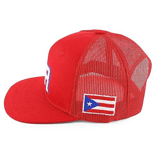 Trendy Apparel Shop PR 3D Embroidered Snapback Trucker Cap with Puerto Rico Flag