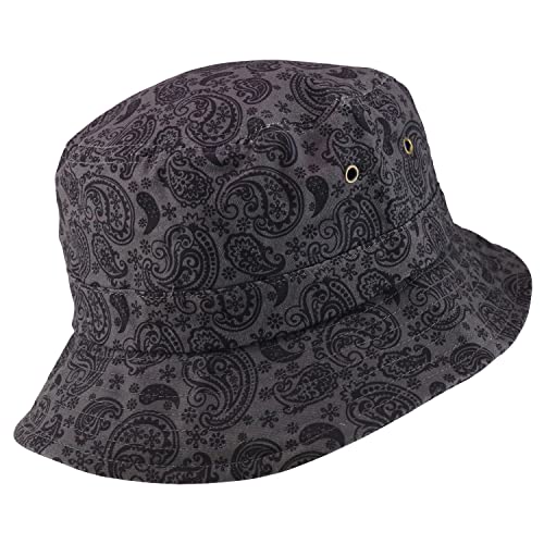 Trendy Apparel Shop XXL Oversized Relaxed Paisley Bandana Print Bucket Hat