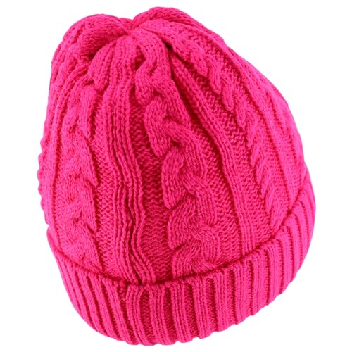 Trendy Apparel Shop Stretch Thick Warm Cable Knit Sherpa Lined Beanie