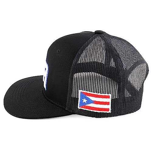 Trendy Apparel Shop PR 3D Embroidered Snapback Trucker Cap with Puerto Rico Flag