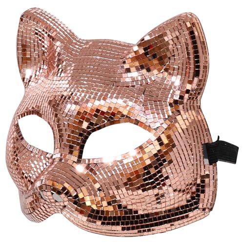 Trendy Apaprel Shop Women's Disco Mirror Glass Cat Half Mask Costume Accessory