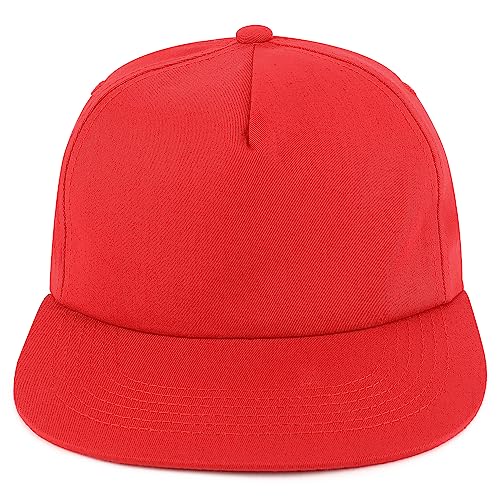 Trendy Apparel Shop Plain Unstructured Soft 5 Panel Round Flat Bill Snapback Cap