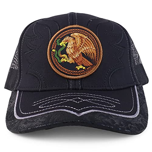 Trendy Apparel Shop 3D Mexico Eagle Embroidered Trucker Mesh Baseball Cap