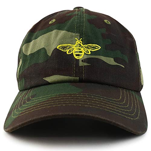 Trendy Apparel Shop Bee Embroidered Brushed Cotton Dad Hat Cap