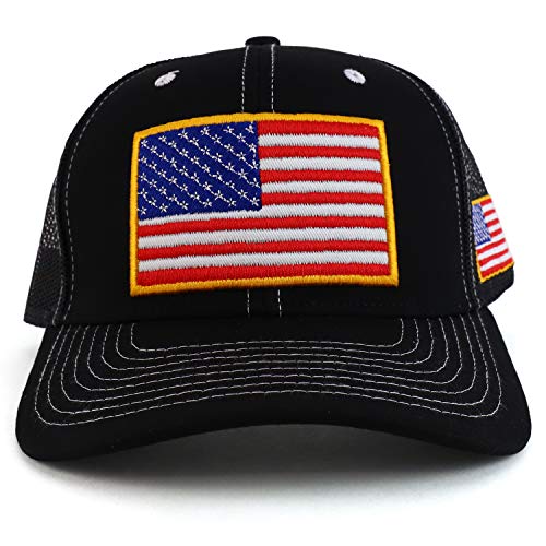 Trendy Apparel Shop 3D USA Flag Embroidered Structured Snapback Mesh Back Cap