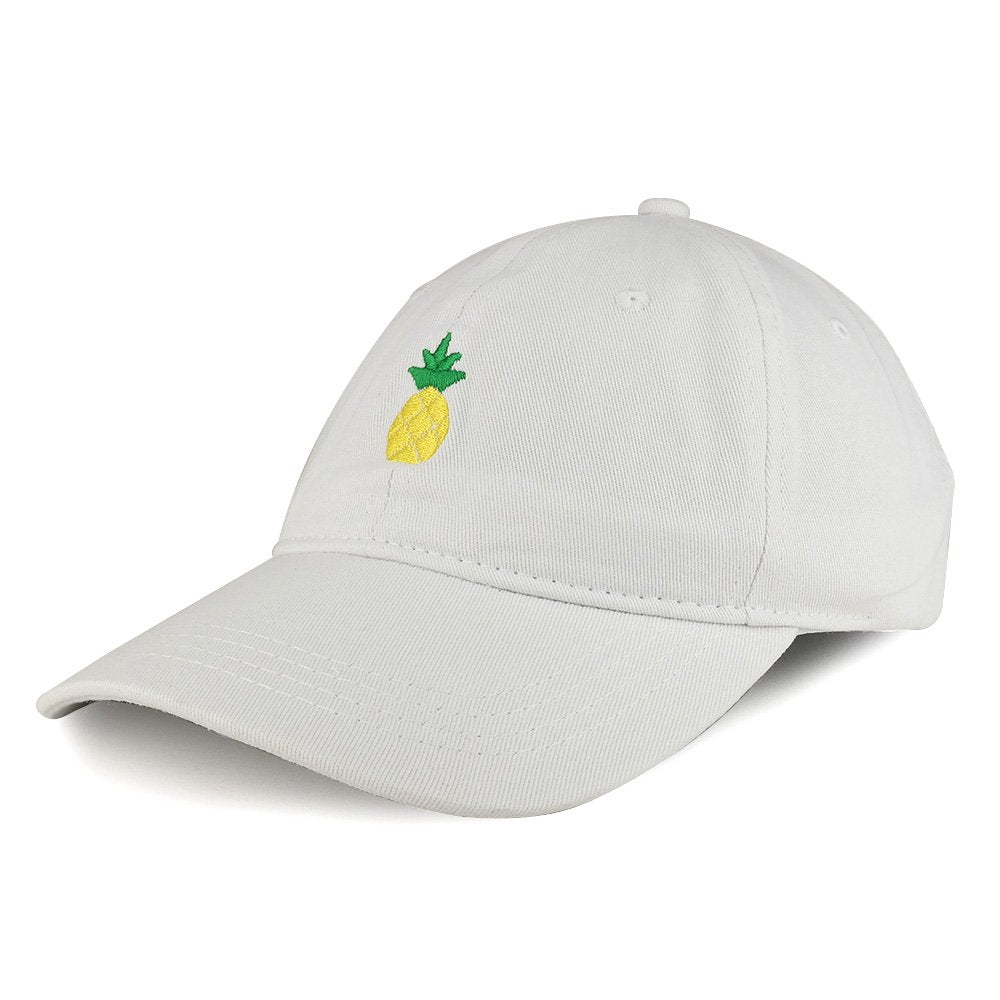 Trendy Apparel Shop Pineapple Emoticon Design Embroidered Cotton Unstructured Dad Hat