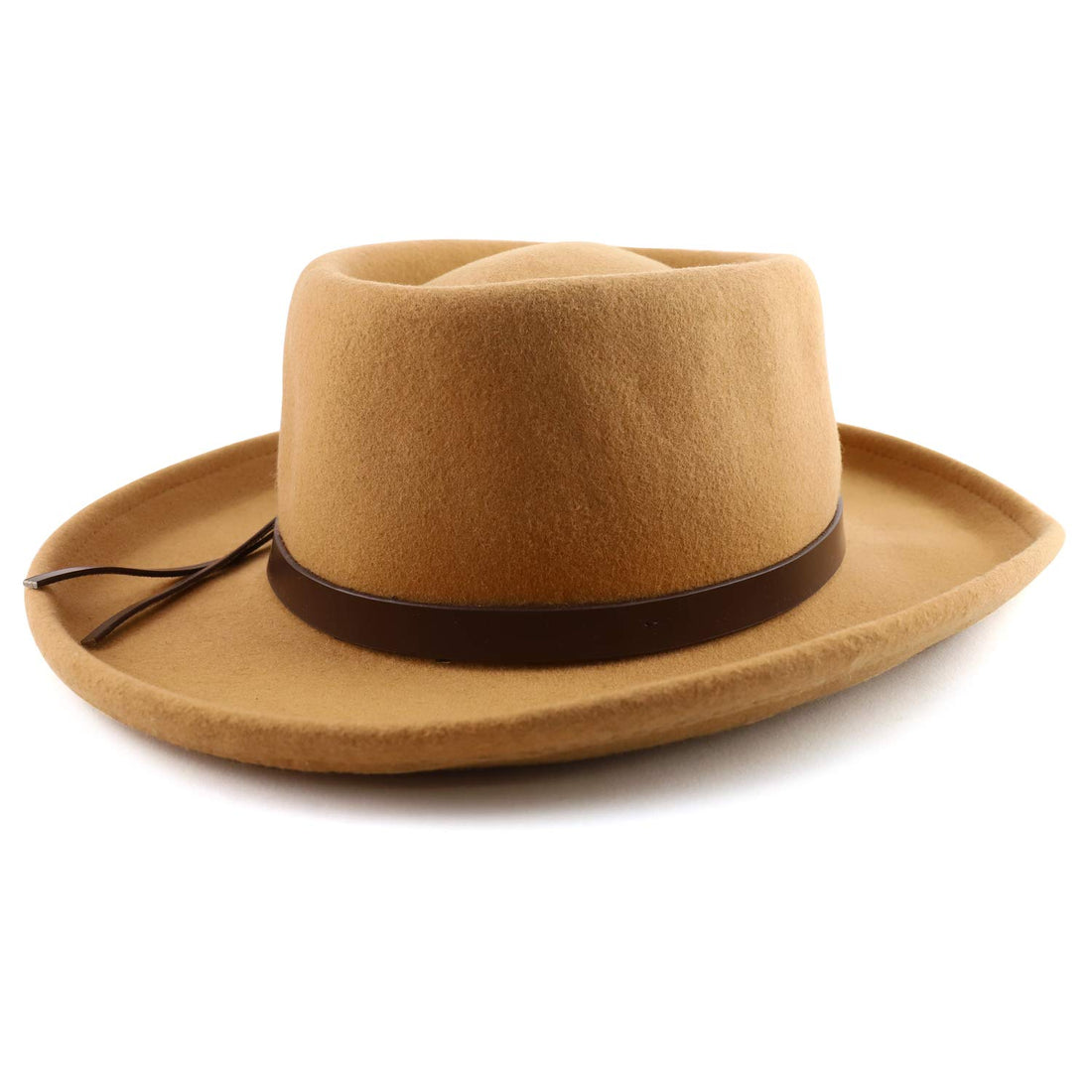 Trendy Apparel Shop 3" Brim Wool Felt Upturn Brim Gambler Hat