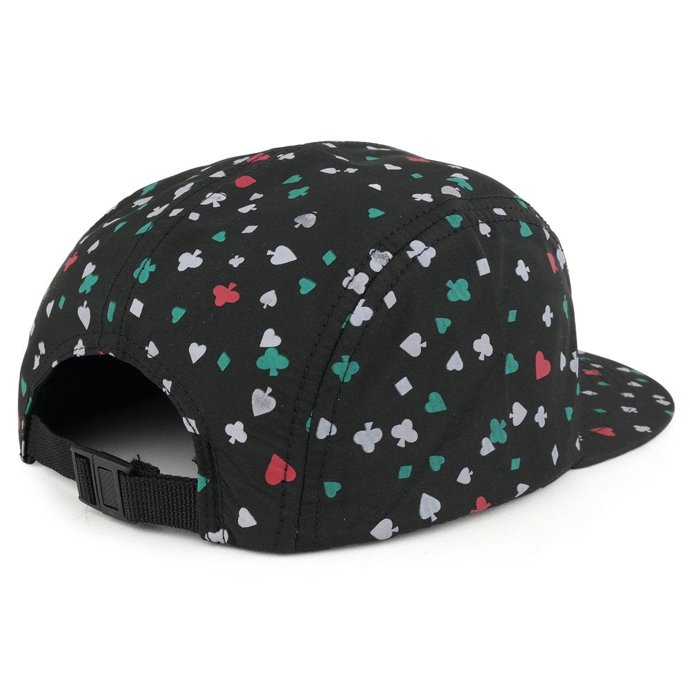 Trendy Apparel Shop 5-Panel Lightweight Unstructured Playing Card Print Flatbill Snapback Cap