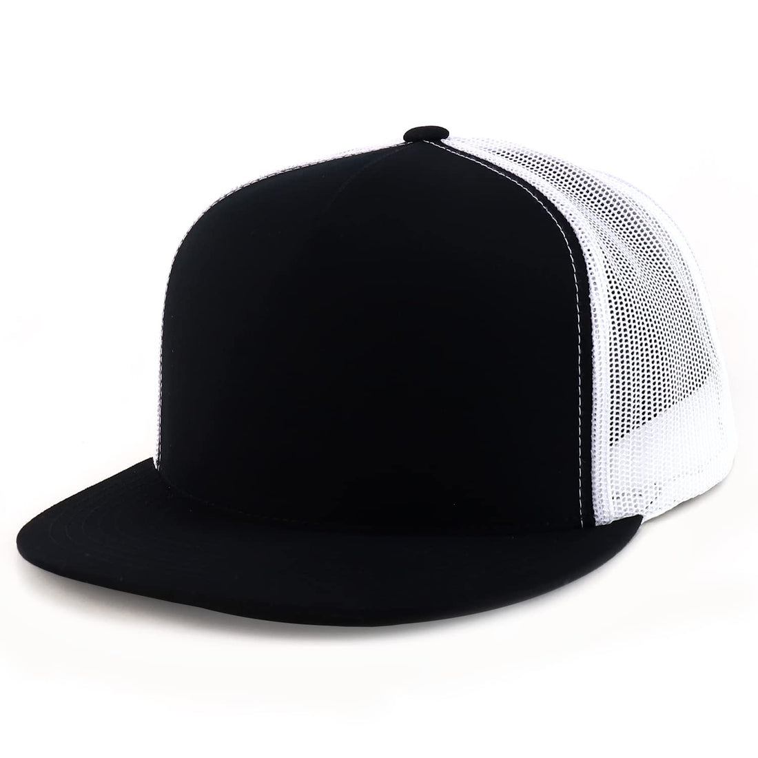 Trendy Apparel Shop Flexfit Oversize XXL Structured Blank 5 Panel Flatbill Snapback Mesh Cap