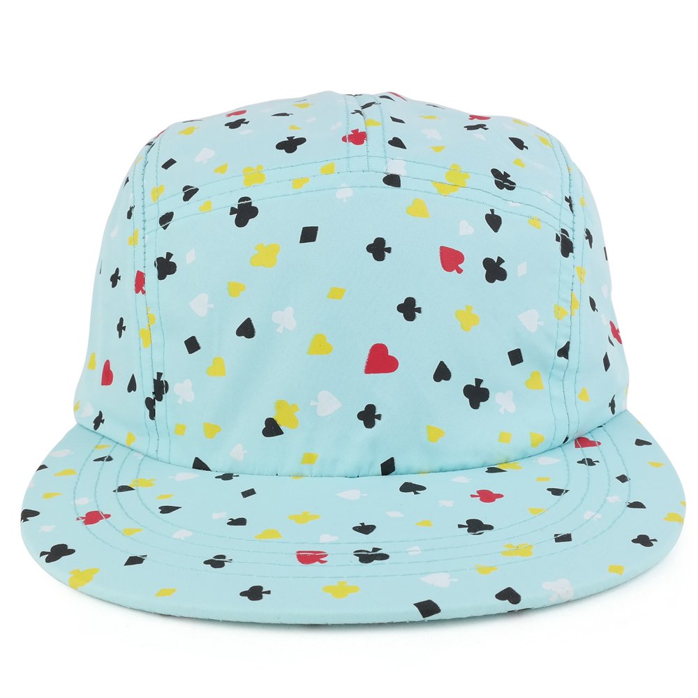 Trendy Apparel Shop 5-Panel Lightweight Unstructured Playing Card Print Flatbill Snapback Cap