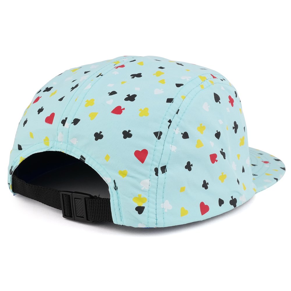 Trendy Apparel Shop 5-Panel Lightweight Unstructured Playing Card Print Flatbill Snapback Cap