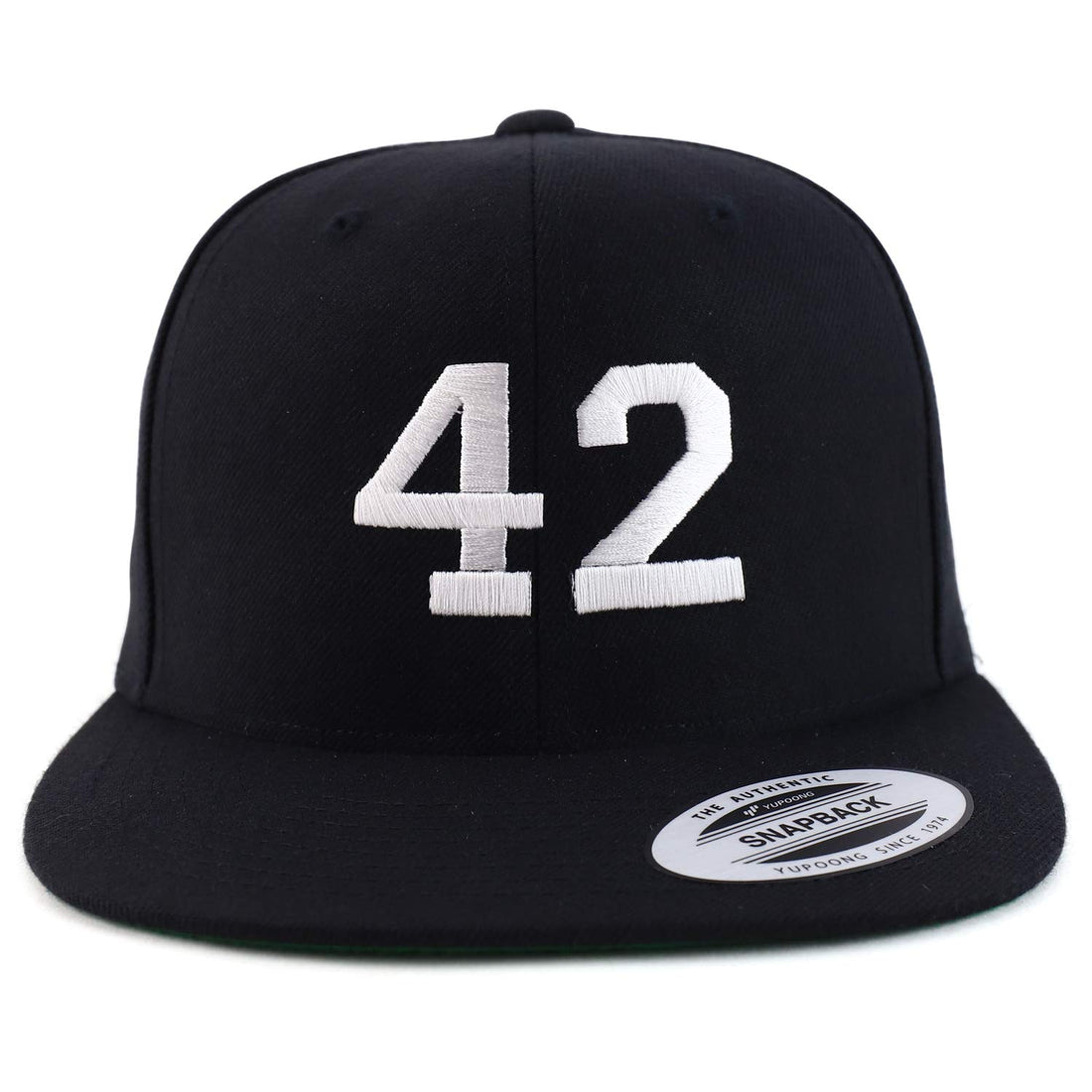 Trendy Apparel Shop Number 42 White Thread Embroidered Flat Bill Snapback Baseball Cap