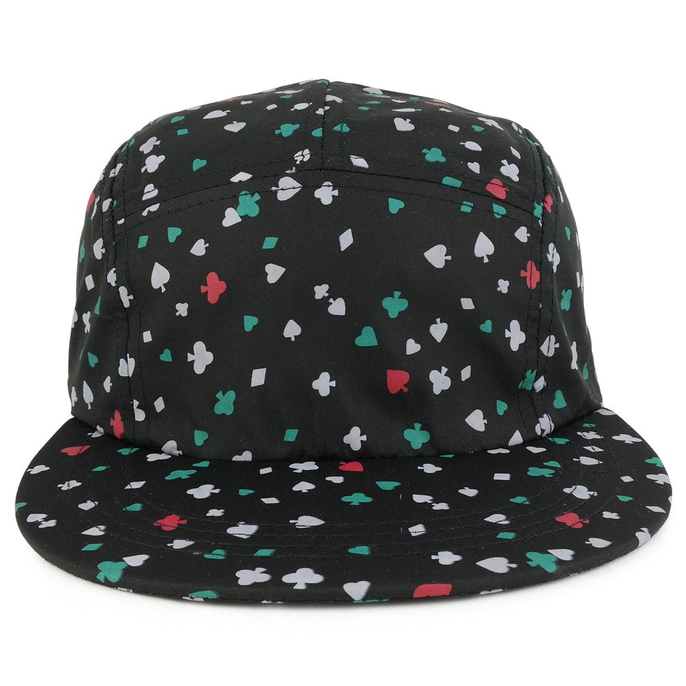 Trendy Apparel Shop 5-Panel Lightweight Unstructured Playing Card Print Flatbill Snapback Cap