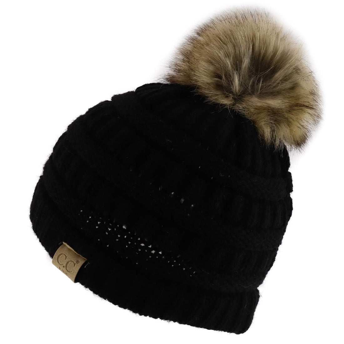 Trendy Apparel Shop Youth Size Kid's Solid Ribbed Pom Knit Beanie Hat