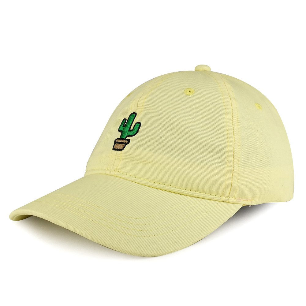 Trendy Apparel Shop Cactus Emoticon Design Embroidered Cotton Unstructured Dad Hat