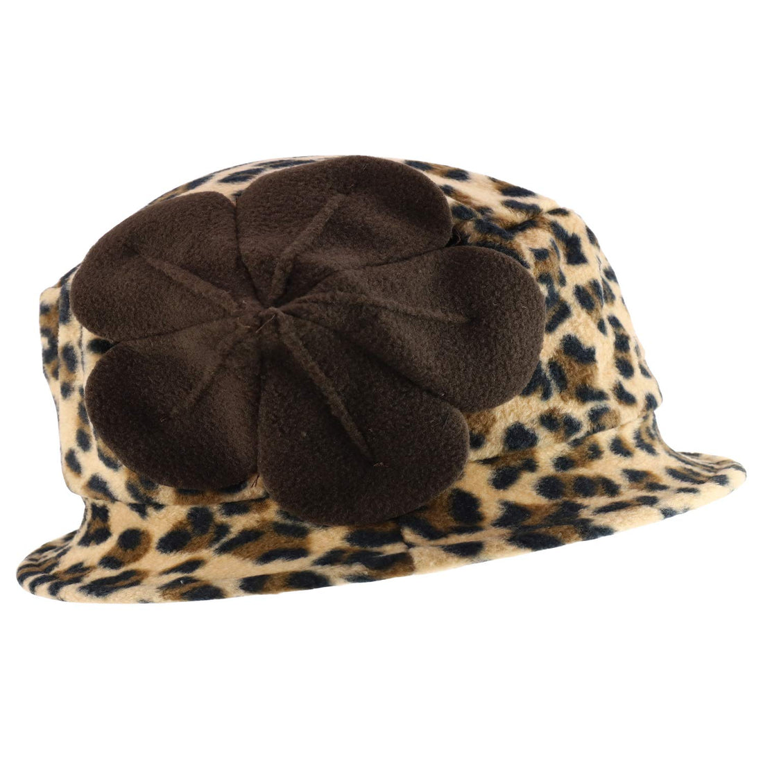 Trendy Apparel Shop Women's Cheetah Designed Polar Fleece Flower Bucket Hat