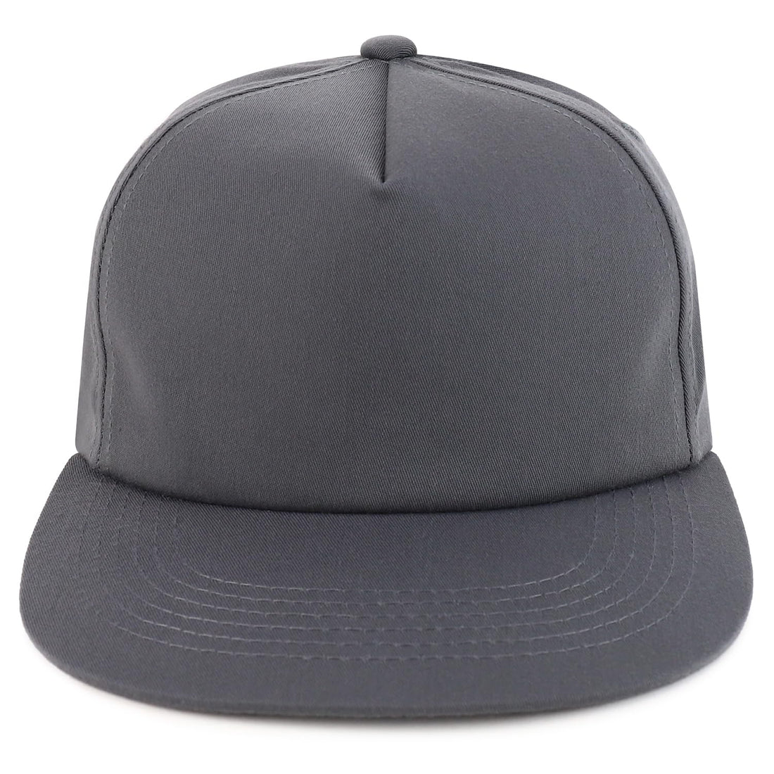 Trendy Apparel Shop Plain Unstructured Soft 5 Panel Round Flat Bill Snapback Cap